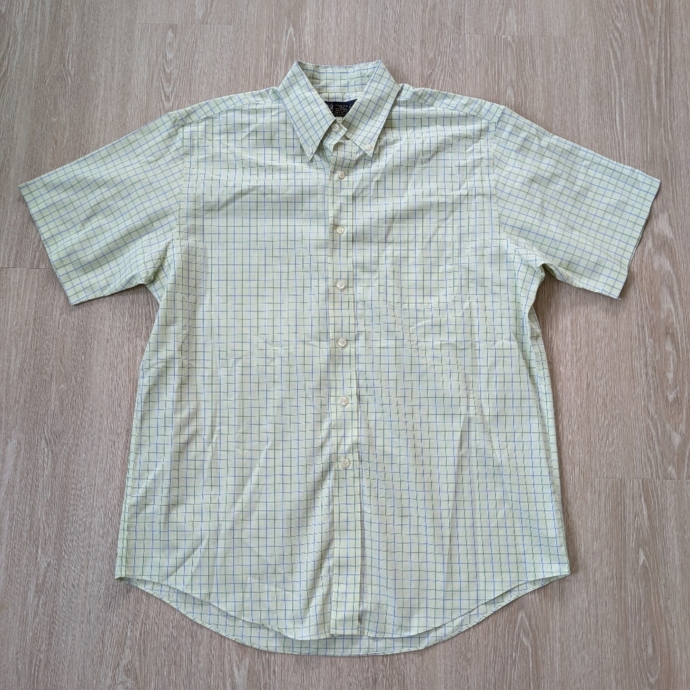 Brooks Brothers Shirt Men's Large Blue Label Plaid Short Sleeve